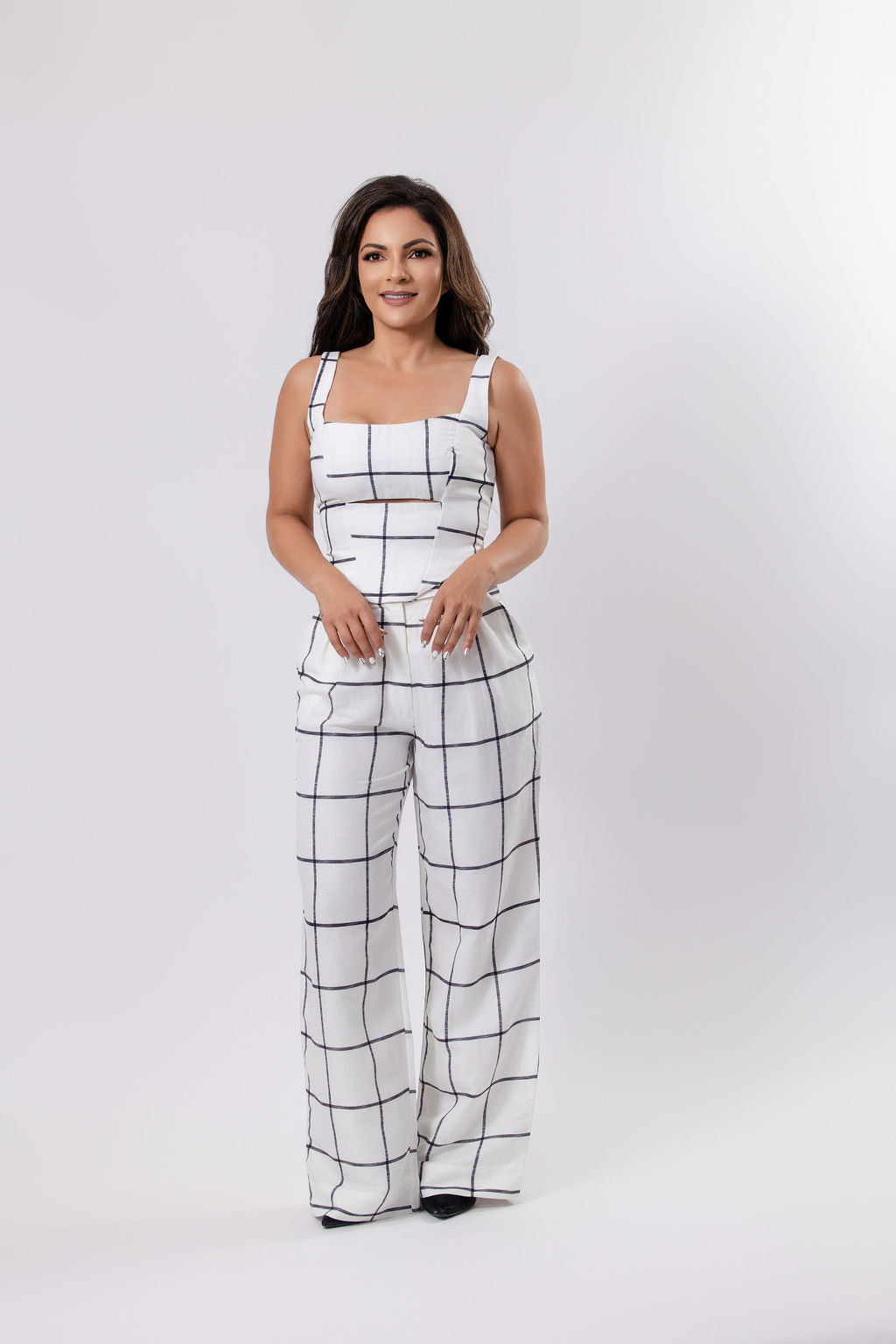 Plaid Wide-Leg Trousers