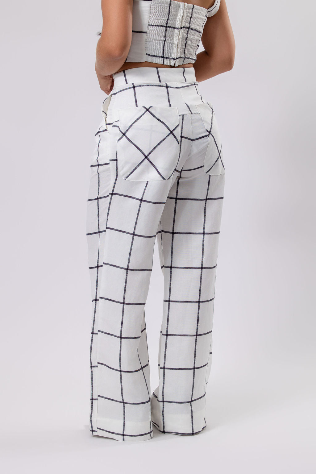 Plaid Wide-Leg Trousers