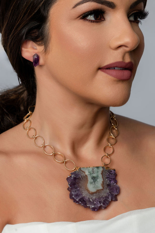 Polished Amethyst Earrings