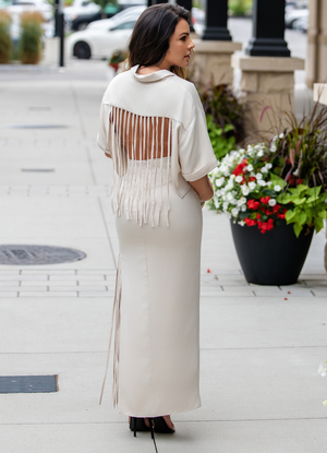 Kyari Beige Fringe Set - Last pieces: Skirt X-Small and Top M.